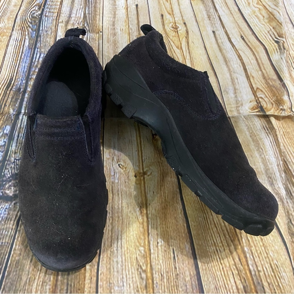 Lands End 73773 Black Suede Slip On Driving Moccasins Size 6M